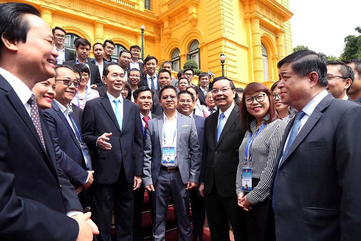 Chủ tịch nước Trần Đại Quang gặp gỡ 100 người Việt tài năng trong lĩnh vực khoa học công nghệ đang làm việc tại nước ngoài. 