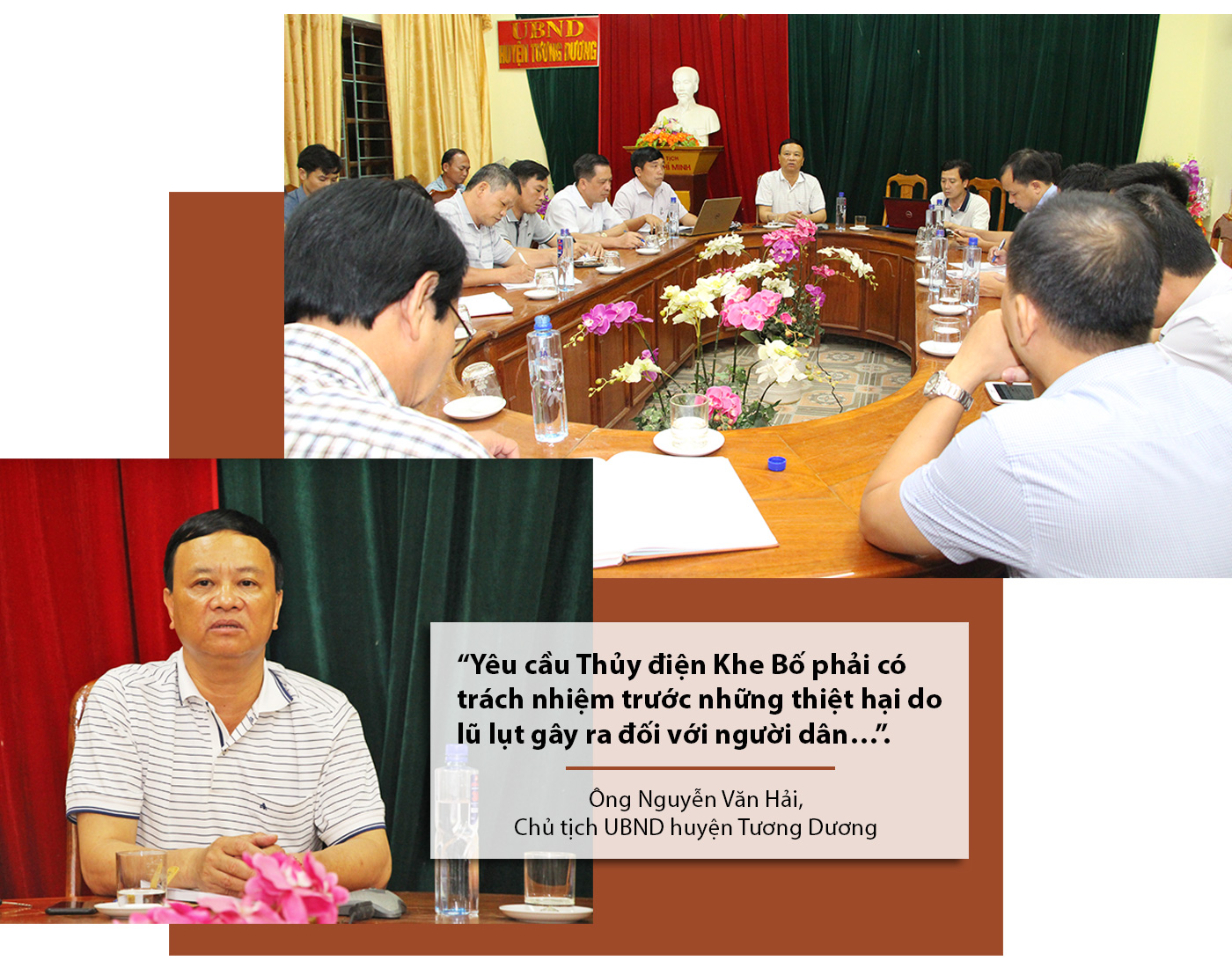 Cuộc họp giữa UBND huyện Tương Dương và công ty thủy điện Khe Bố trong tối ngày 5/5/2018.