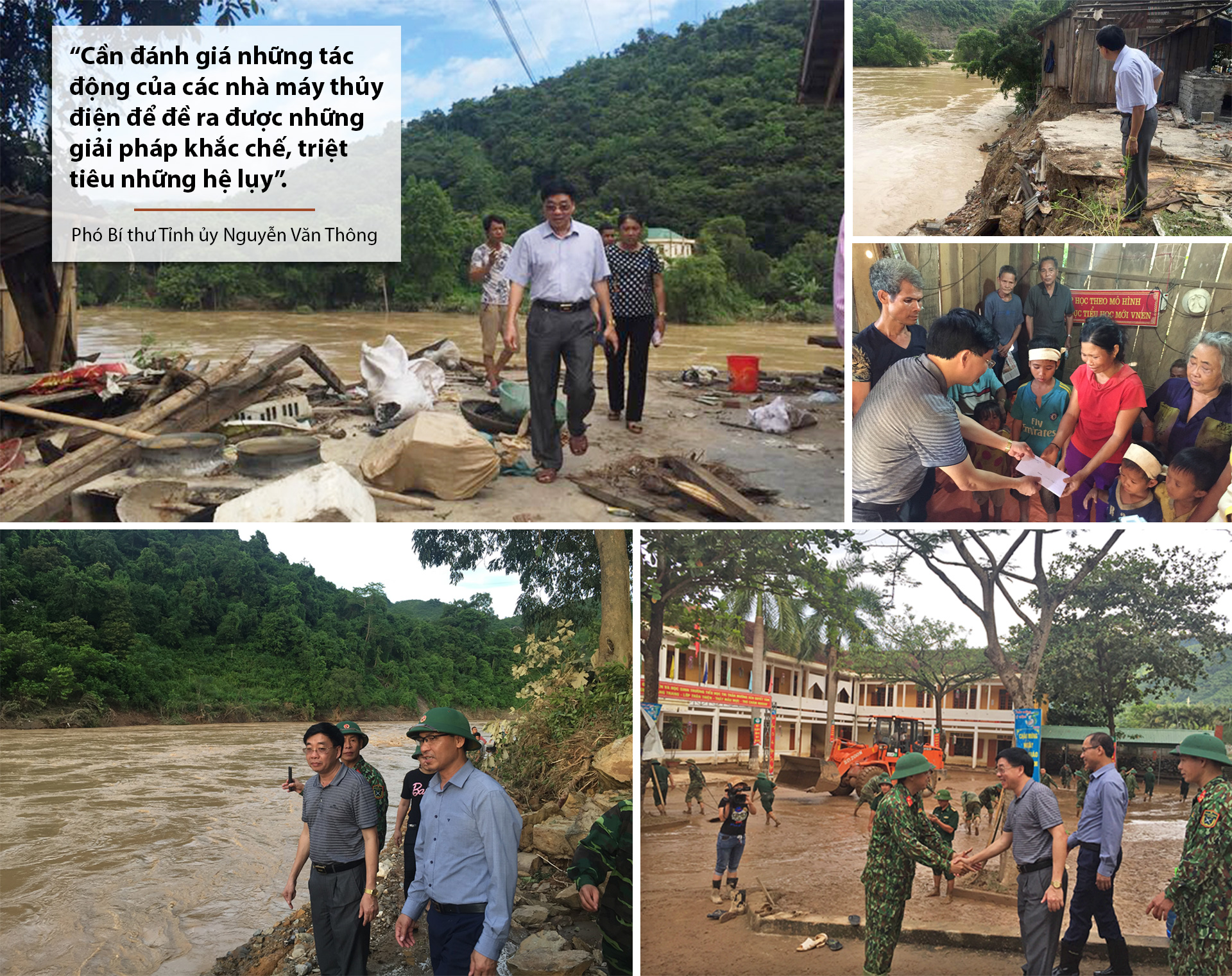 Phó Bí thư Tỉnh ủy Nguyễn Văn Thông kiểm tra tình hình thiệt hại, thăm hỏi, động viên người dân vùng lũ ở huyện Tương Dương, Kỳ Sơn.