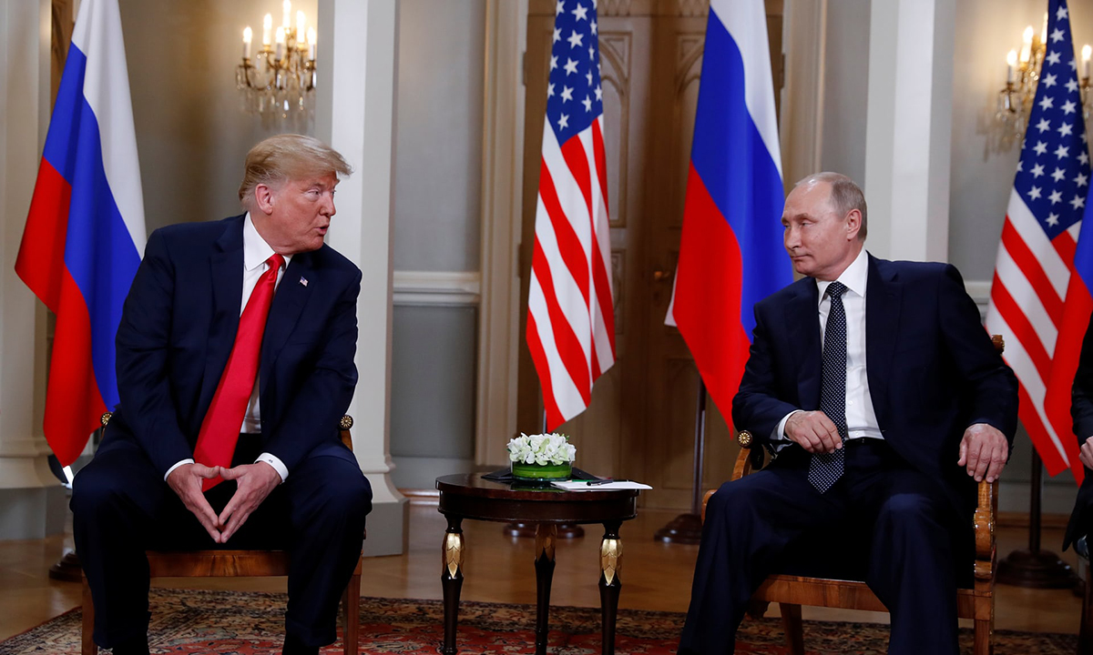 Tổng thống Mỹ Donald Trump và Tổng thống Nga Vladimir Putin tại Hội nghị Thượng đỉnh Mỹ - Nga ở Helsinki, Đan Mạch.