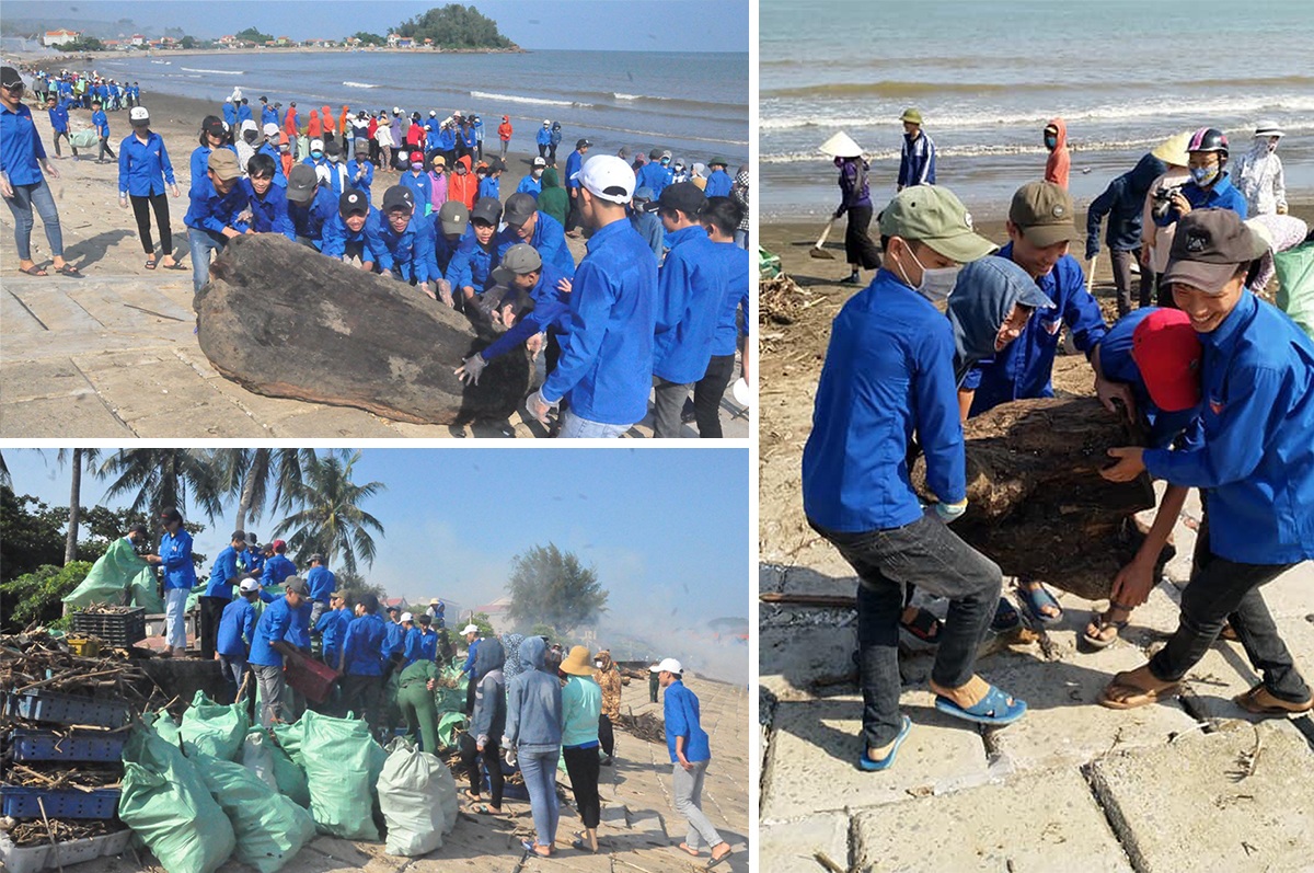 Huyện đoàn Quỳnh Lưu tổ chức dọn vệ sinh môi trường biển nhằm giúp ĐVTN rèn luyện, bồi dưỡng và nâng cao nhận thức.