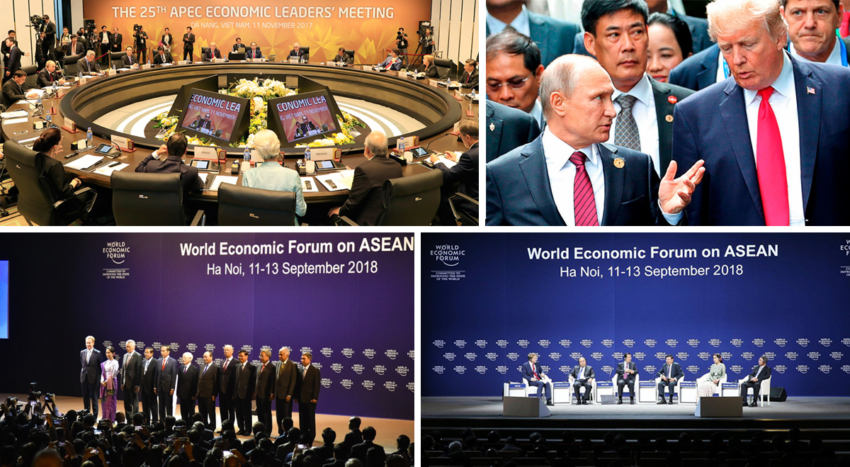 Việt Nam đã tổ chức thành công các các sự kiện quan trọng quốc tế như Hội nghị thượng đỉnh APEC năm 2017, Diễn đàn kinh tế thế giới năm 2018.