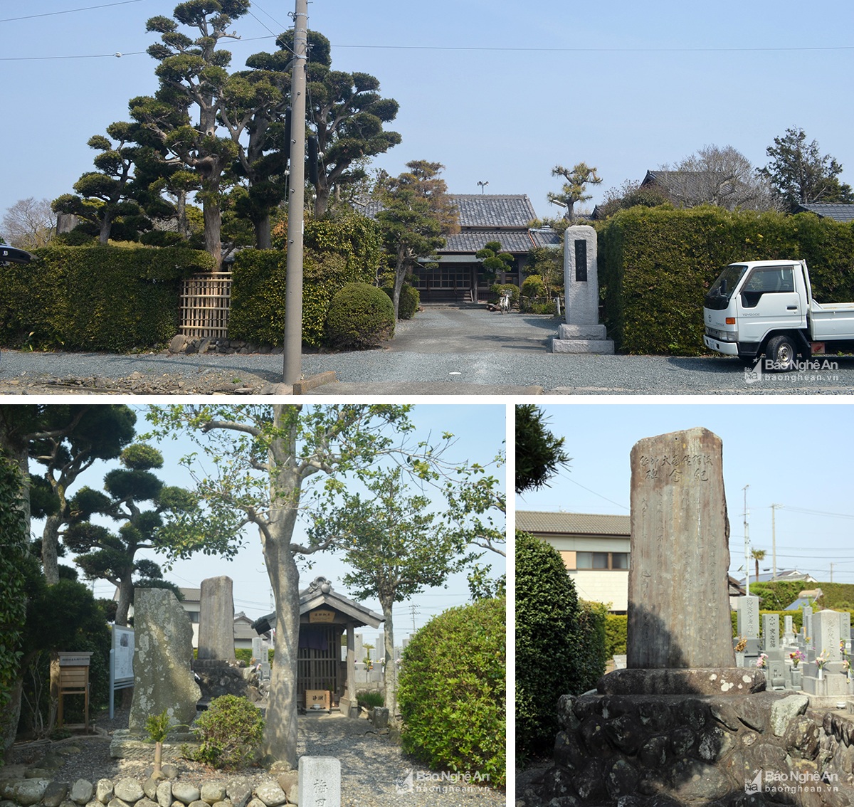 Chùa của làng Higashi Asaba và nơi Cụ Phan Bội Châu đặt bia Báo ân Bác sỹ Asaba.