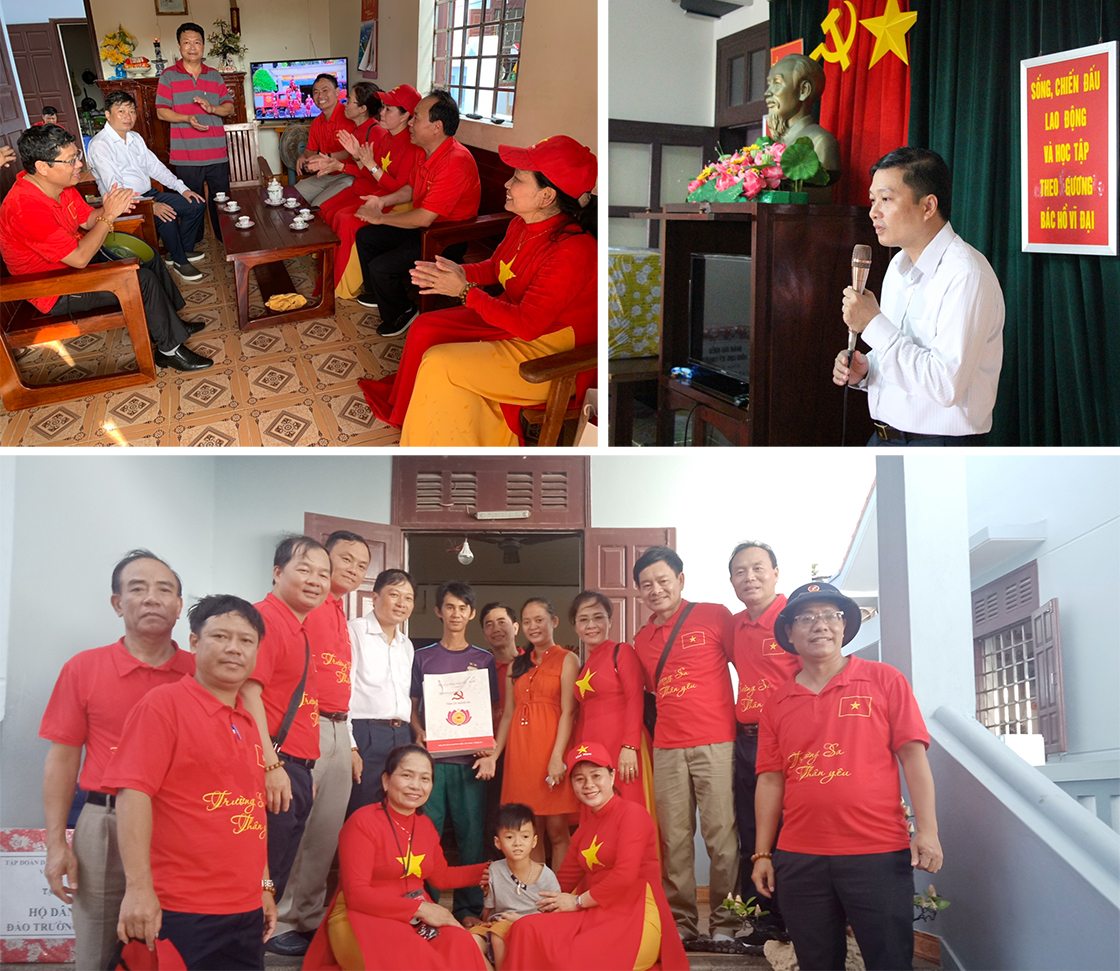 Đoàn công tác tỉnh Nghệ An thăm gia đình người Nghệ sống trên đảo Trường Sa; Đồng chí Lê Hồng Vinh phát biểu tại buổi thăm đảo Sinh Tồn Đông.