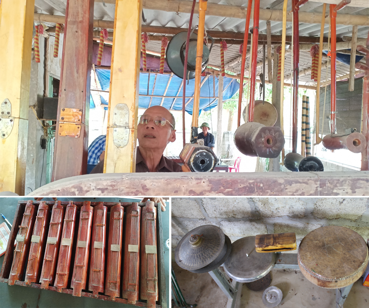 Các nhạc cụ dân tộc được nghệ nhân Trương Sông Hương lưu giữ.