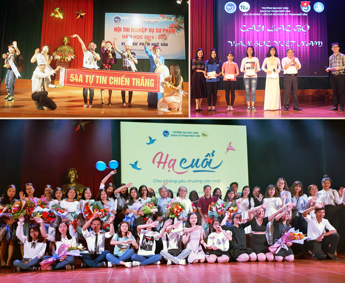 Hội thi Nghiệp vụ Sư phạm của sinh viên Khoa Sư phạm Ngữ văn; CLB Văn học Việt Nam trao giải cho sinh viên Khoa Sư phạm Ngữ văn; Chương trình Hạ cuối - cho những yêu thương còn mãi năm 2018.