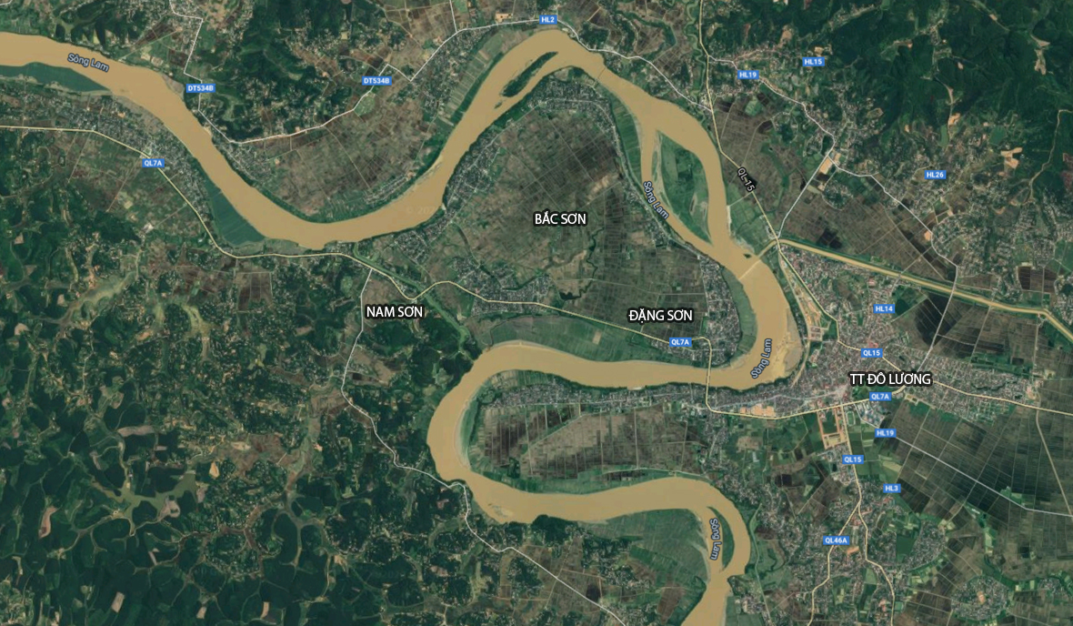 Vị trí 3 xã Nam Sơn, Bắc Sơn và Đặng Sơn. Ảnh: Google.maps
