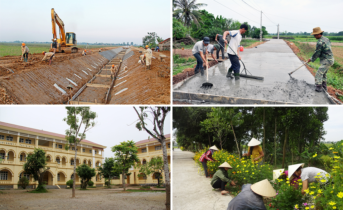 Thi công tuyến kênh qua xã Viên Thành; Làm giao thông nông thôn ở xã Minh Thành; Trường THCS Bạch Liêu (TT Yên Thành) được đầu tư xây dựng các phòng học khang trang; Đường hoa nông thôn mới ở xã Thọ Thành.