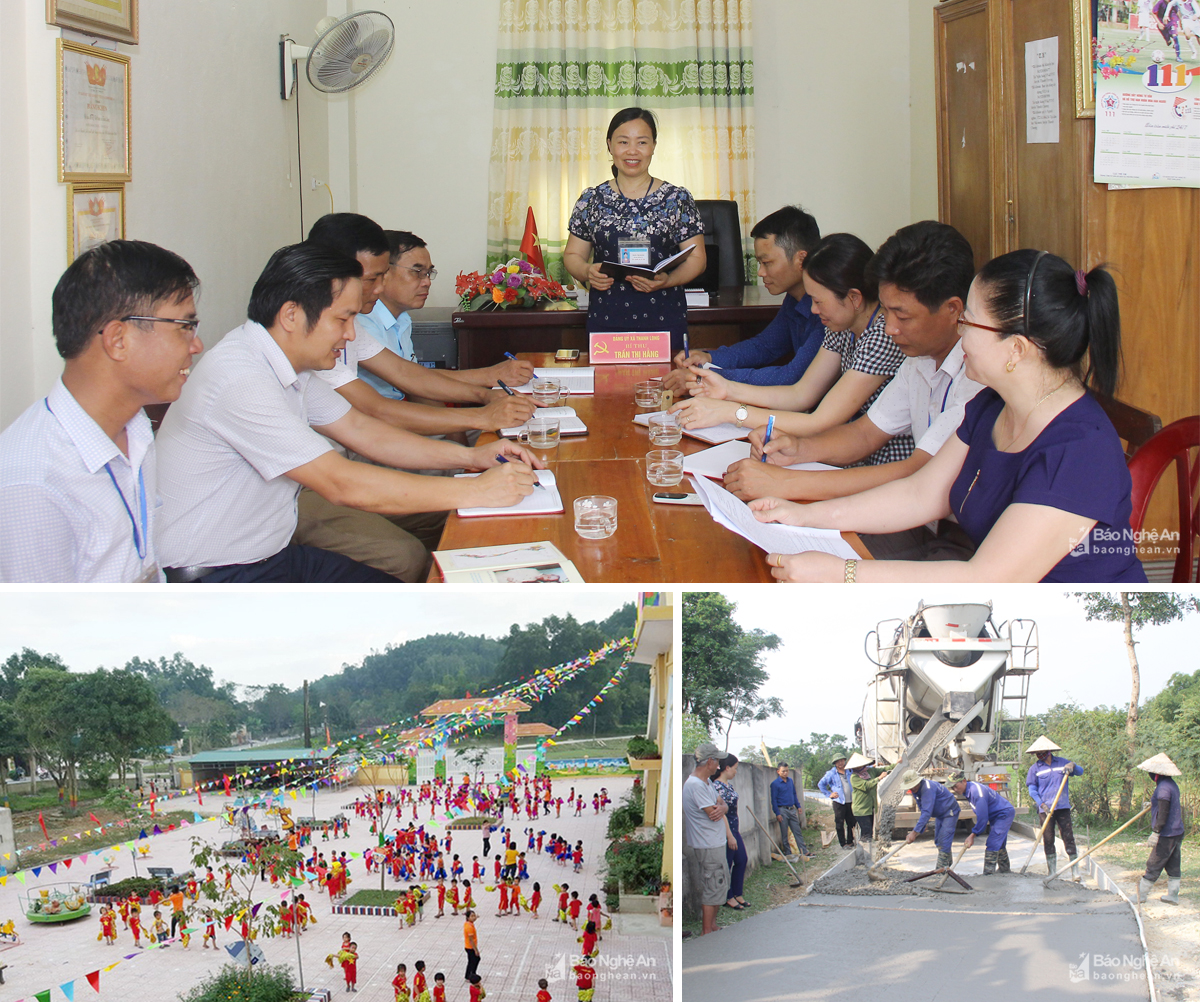 Đảng ủy xã Thanh Long (nhiệm kỳ 2015 - 2020) giao ban khối chính quyền, đoàn thể (ảnh trên); xã Thanh Long dự kiến về đích nông thôn mới trong năm 2020.