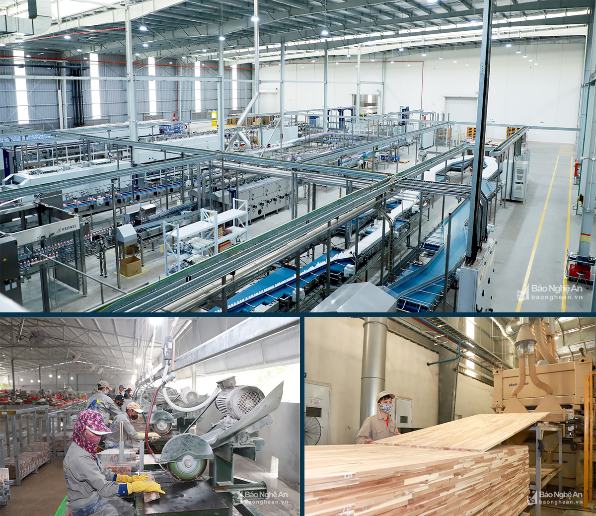 Sản xuất tại Nhà máy nước tinh khiết, thảo dược và hoa quả Núi Tiên; Nhà máy sản xuất đá Viet Home Stone JSC và Nhà máy chế biến gỗ thuộc Công ty Lâm nghiệp Tháng Năm.
