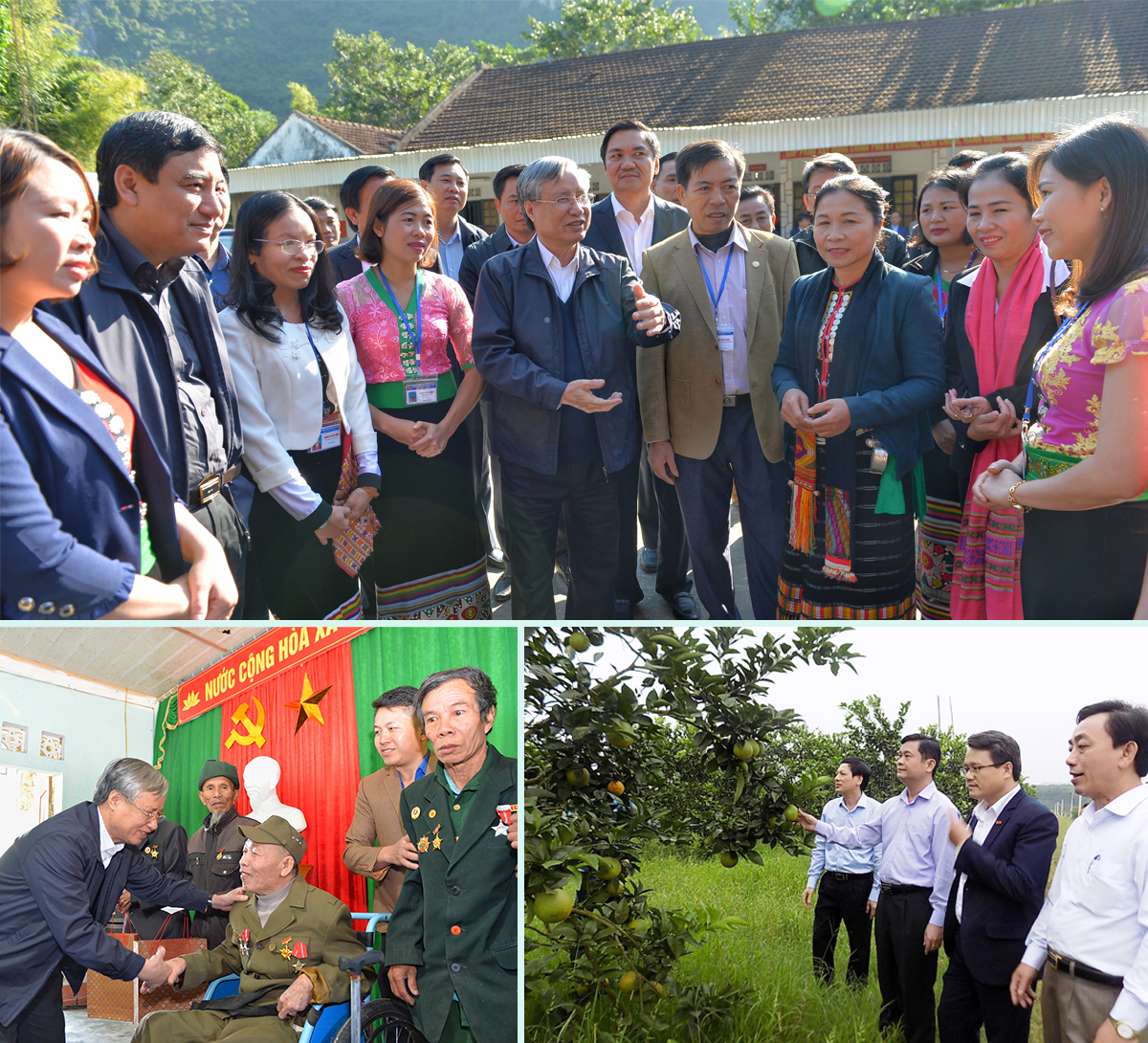 Các đồng chí lãnh đạo Trung ương, tỉnh Nghệ An về thăm, làm việc tại huyện Quỳ Hợp.