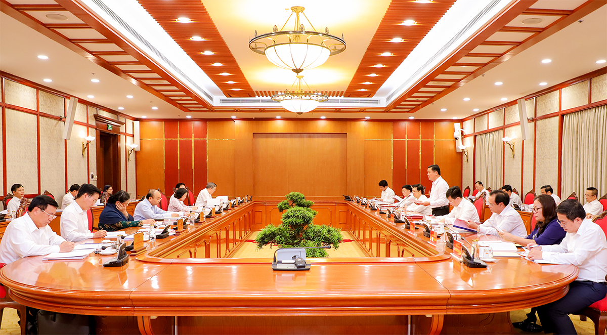 Bộ Chính trị làm việc với Ban Thường vụ Tỉnh ủy Nghệ An để cho ý kiến vào dự thảo văn kiện và phương án nhân sự cấp ủy trình Đại hội đại biểu Đảng bộ tỉnh lần thứ XIX, ngày 14/9/2020.