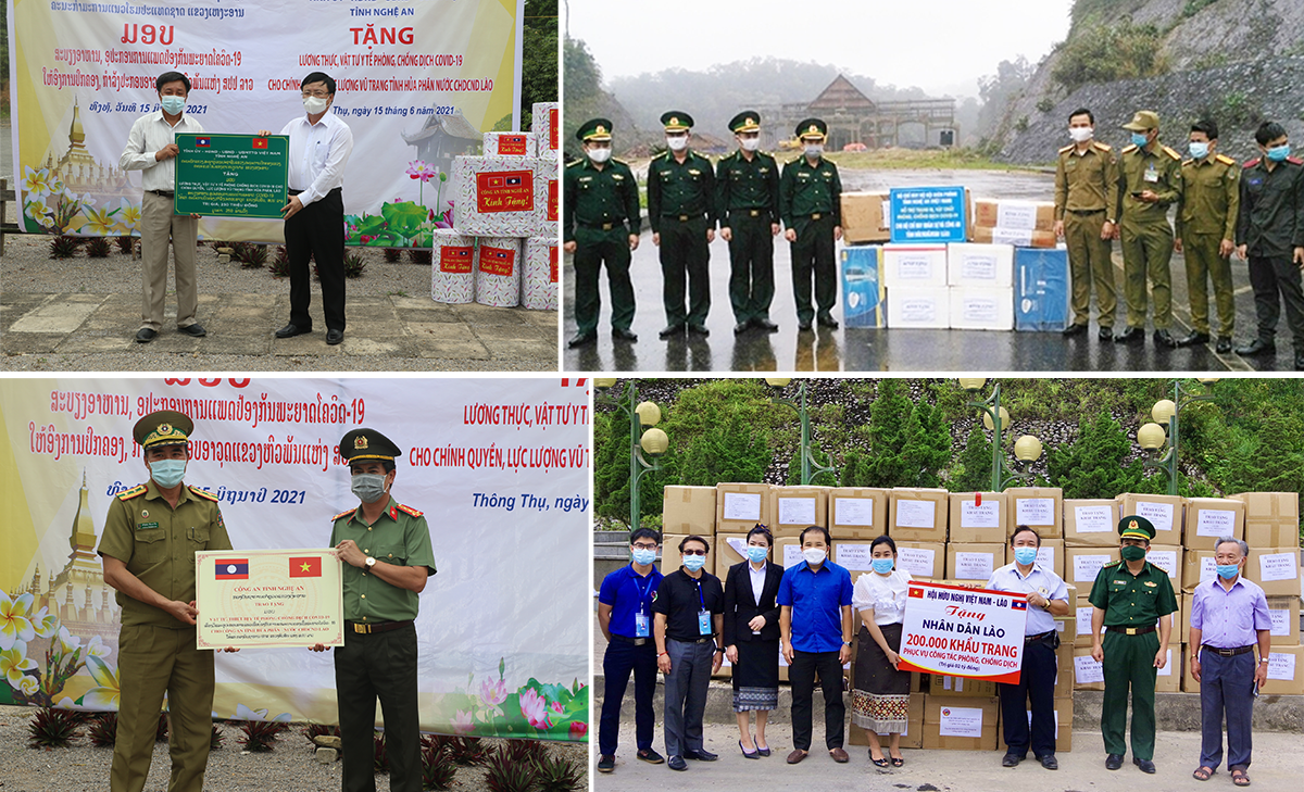 Tỉnh Nghệ An hỗ trợ các tỉnh nước bạn Lào phòng, chống Covid-19. Ảnh: Xuân Bắc - Hải Thượng - Hùng Phong