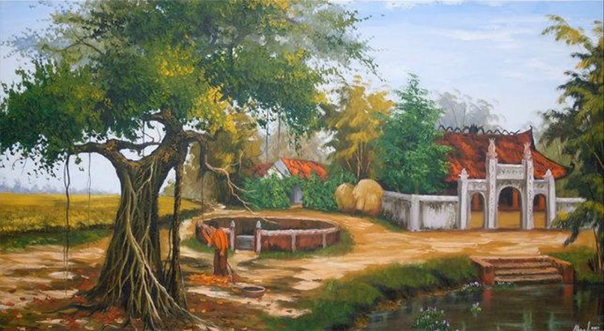 Tranh vẽ làng quê Việt Nam. Nguồn: Tư liệu