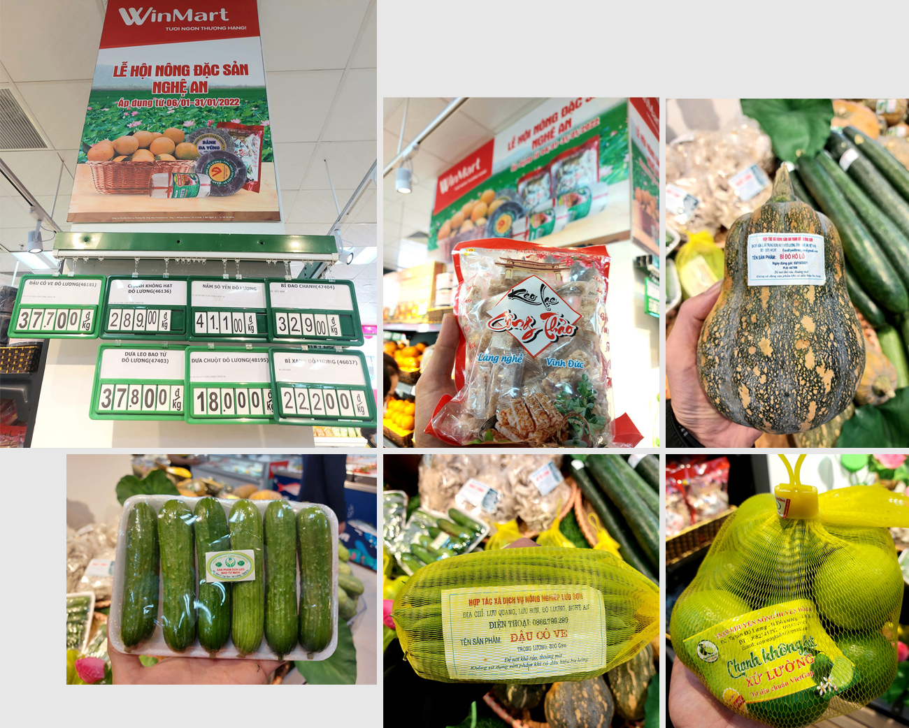 Một số sản phẩm bày bán trong siêu thị WinMart.