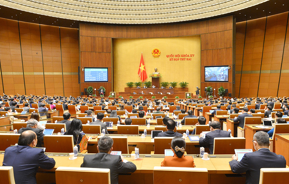 Ngày 13/11, tại Kỳ họp thứ 2, Quốc hội khóa XV đã thông qua Nghị quyết về thí điểm một số cơ chế, chính sách đặc thù phát triển tỉnh Nghệ An. Ảnh: Quang Khánh
