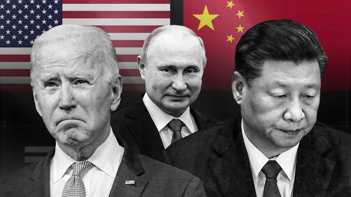 Tổng thống Mỹ Joe Biden, Tổng thống Nga Vladimir Putin và Chủ tịch Trung Quốc Tập Cận Bình. Ảnh: Nikkei