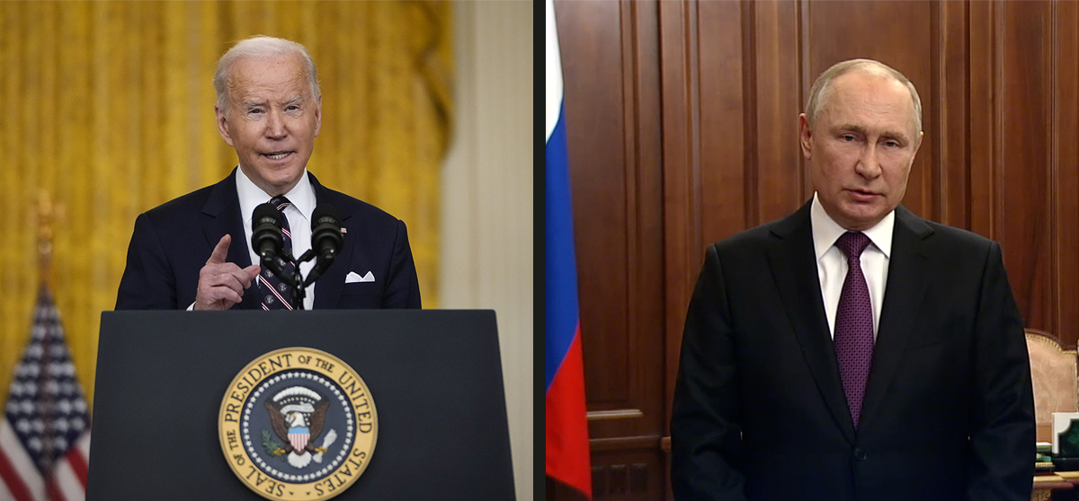Tổng thống Mỹ Joe Biden và Tổng thống Nga Vladimir Putin. Ảnh: Getty - Kremlin