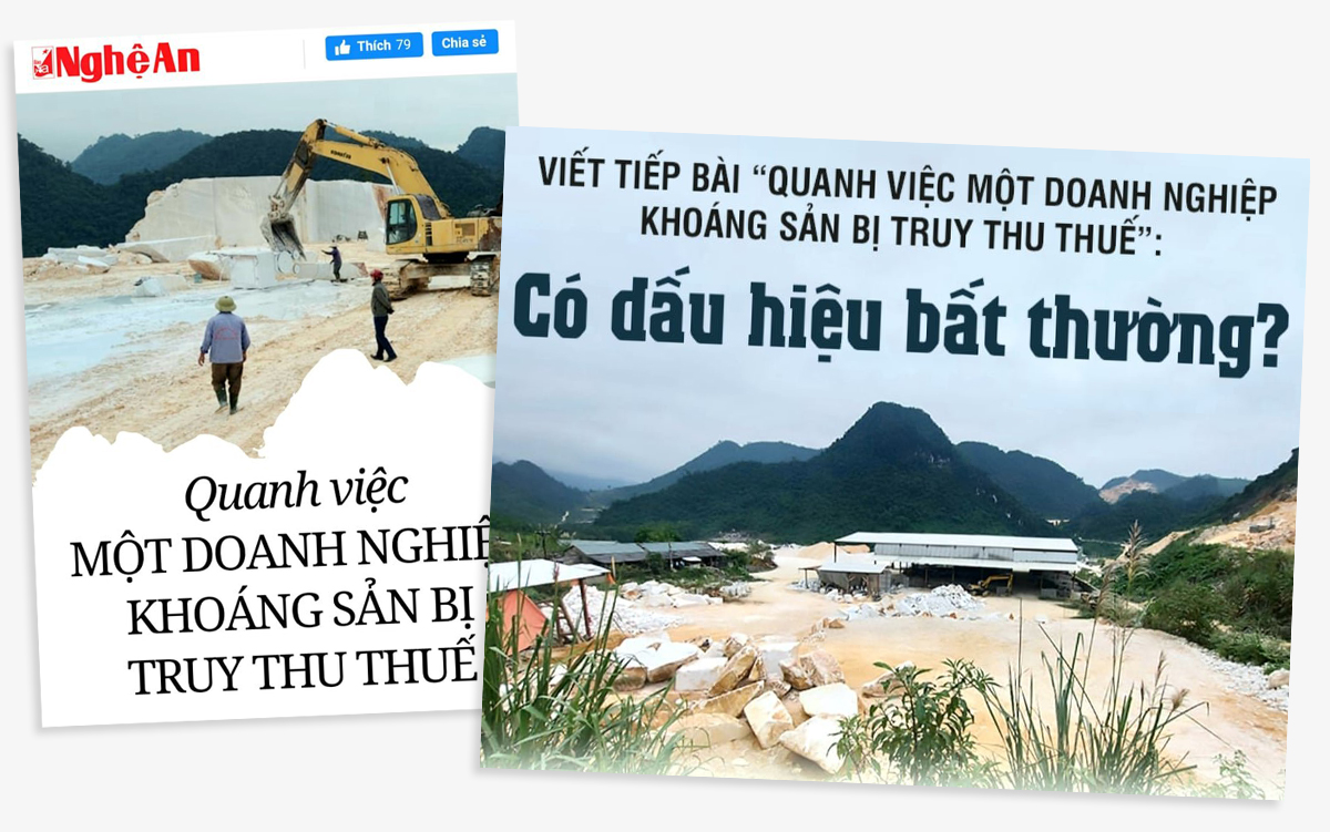 Bìa những bài viết liên quan vấn đề thuế tài nguyên ở doanh nghiệp khoáng sản mà Báo Nghệ An đã đăng tải.