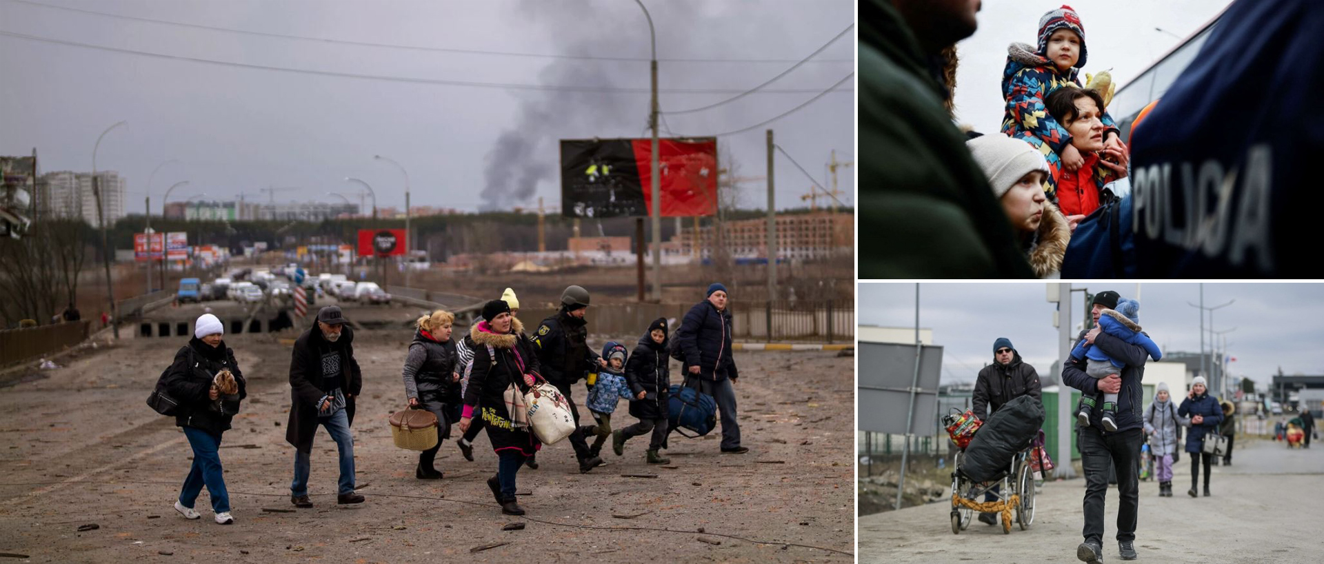 Người dân Ukraine tháo chạy khỏi vùng xung đột. Ảnh: AP-Reuters