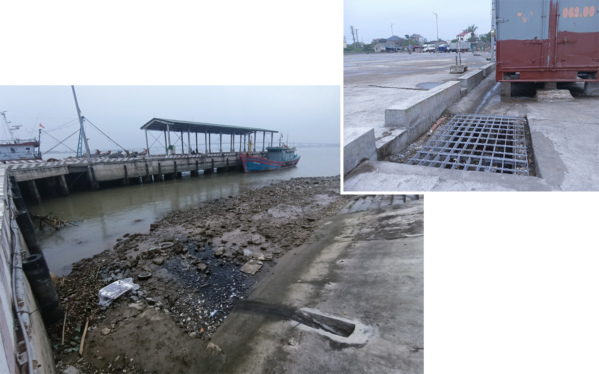 Nước thải từ chợ cá tại cảng cá Cửa Hội chảy thẳng xuống hố ga rồi đổ ra biển.
