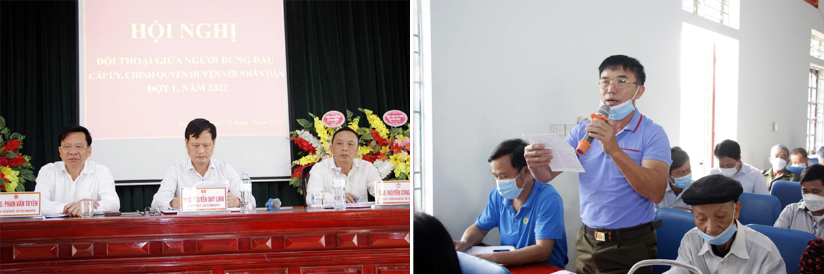 Lãnh đạo huyện Yên Thành tiếp xúc, đối thoại với nhân dân. Ảnh: PV