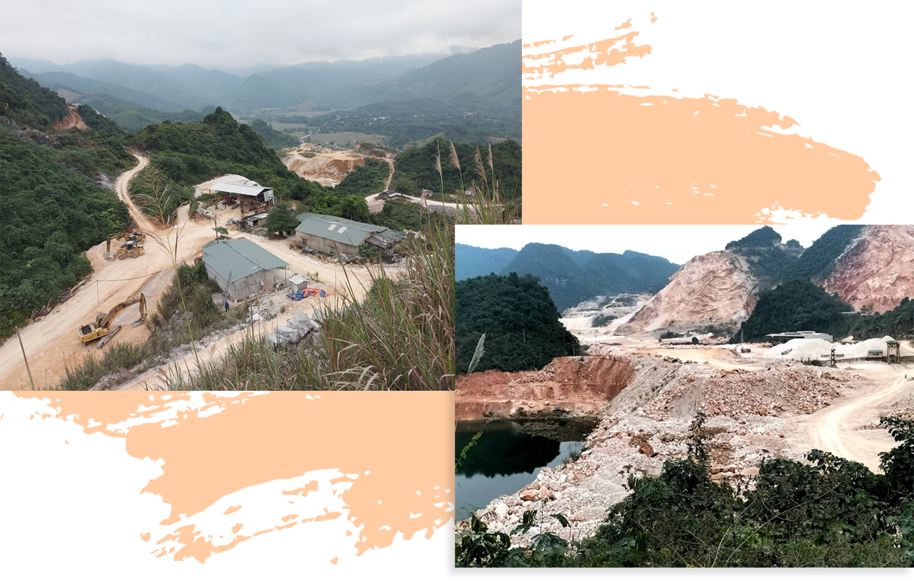 Một số vùng mỏ đá trắng trên địa bàn huyện Quỳ Hợp.