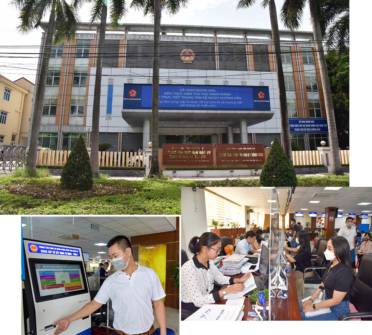 Người dân, doanh nghiệp thực hiện giao dịch tại Trung tâm Phục vụ hành chính công tỉnh Nghệ An. Ảnh: PV