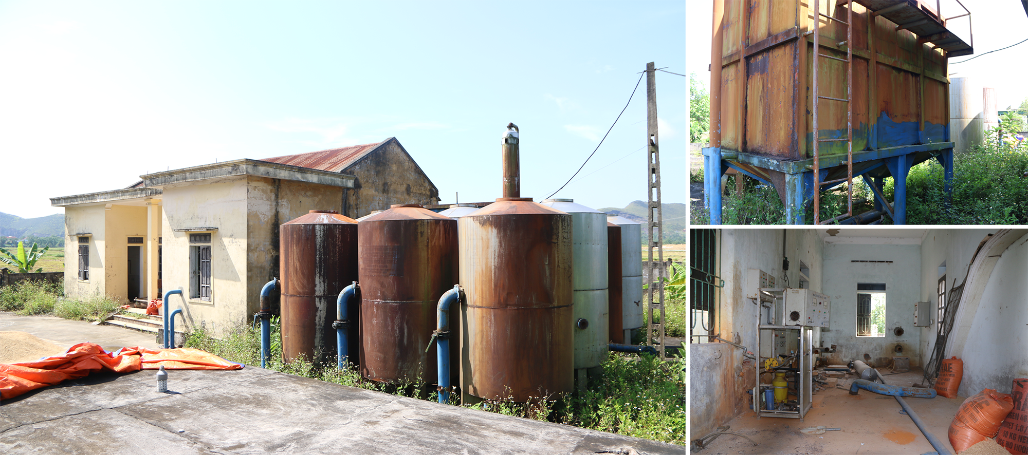 Nhà máy nước xã Hưng Thắng (nay là xã Hưng Nghĩa, huyện Hưng Nguyên) đã bỏ hoang nhiều năm đang chờ thanh lý; Các thiết bị xử lý nước bên ngoài, máy móc bên trong nhà máy nước đã bị hoen rỉ. 