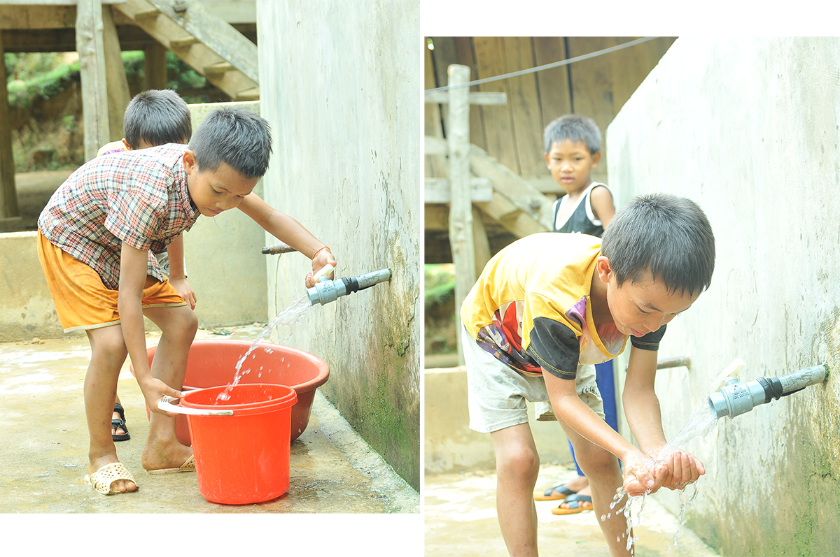 Sử dụng nước từ công trình nước tự chảy tại huyện Kỳ Sơn.