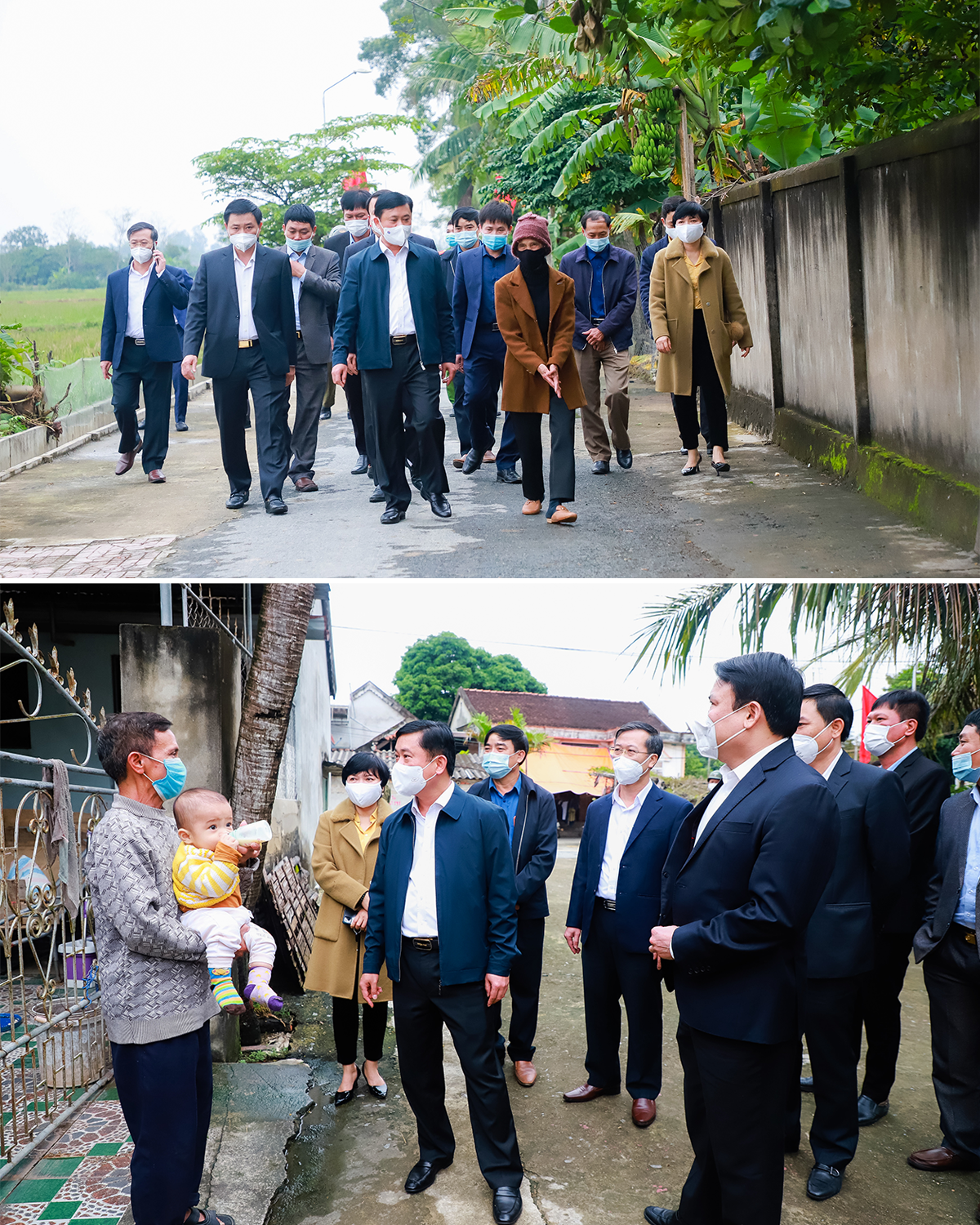 Bí thư Tỉnh ủy Thái Thanh Quý thăm hỏi, trò chuyện với người dân xóm 6, xã Tân Sơn (Đô Lương), tháng 11/2021.