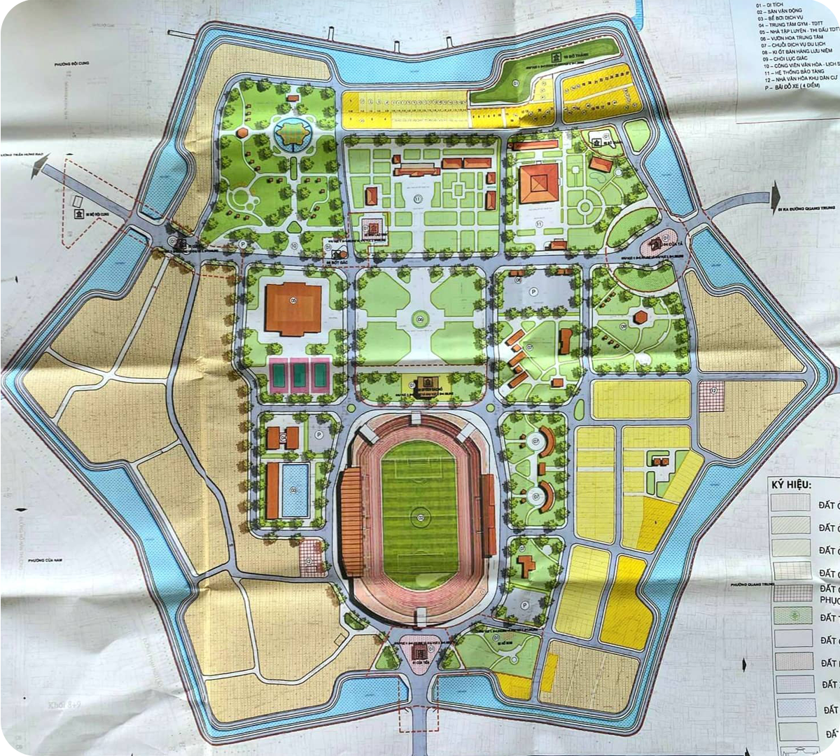 Sơ đồ tổ chức không gian kiến trúc, cảnh quan của đồ án điều chỉnh quy hoạch chi tiết tỷ lệ 1/500 bảo tồn, tôn tạo Khu di tích Thành cổ Vinh.