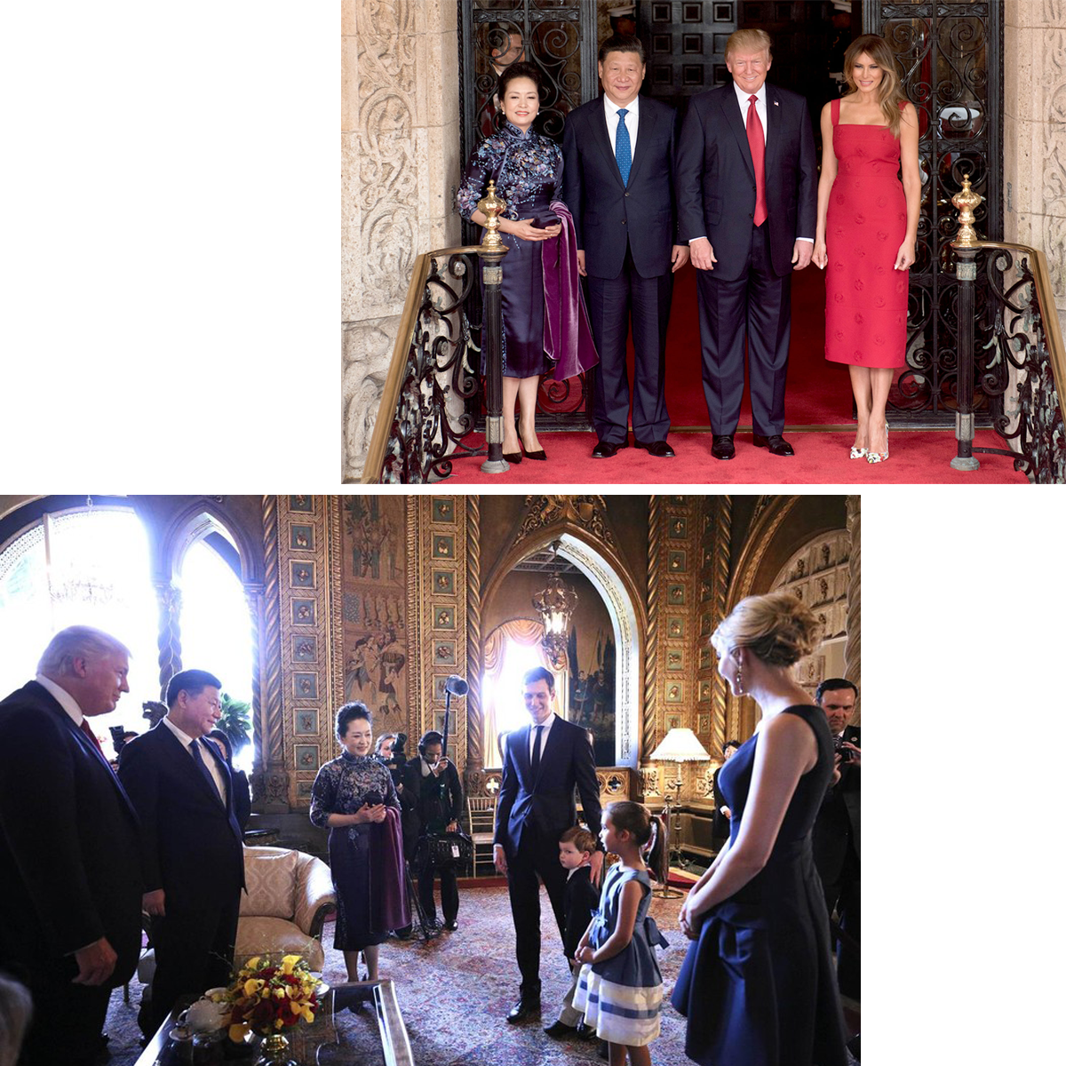 Vợ chồng Tổng thống Trump đón tiếp vợ chồng Chủ tịch Trung QuốcTập Cận Bình; Cháu Tổng thống Trump hát tiếng Trung tặng vợ chồng Chủ tịch Tập Cận Bình.
