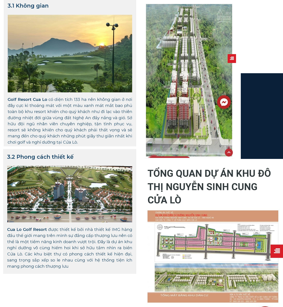Một số thông tin quảng bá về Dự án Tổ hợp sân Golf, khách sạn, biệt thự và Dự án Khu nhà ở Nguyễn Sinh Cung.