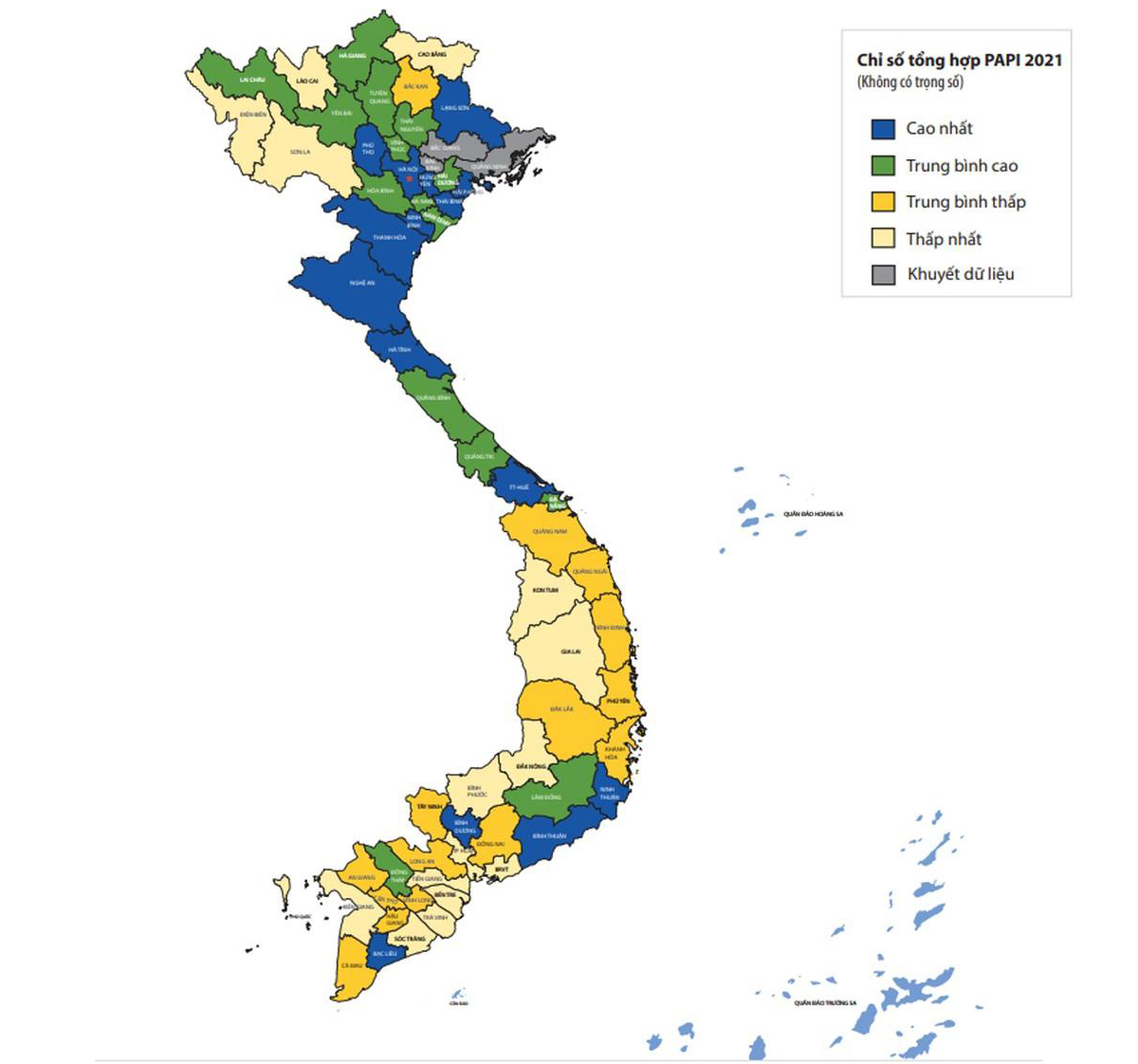 Bản đồ hiệu quả quản trị hành chính công cấp tỉnh năm 2021, Nghệ An thuộc nhóm cao nhất.
