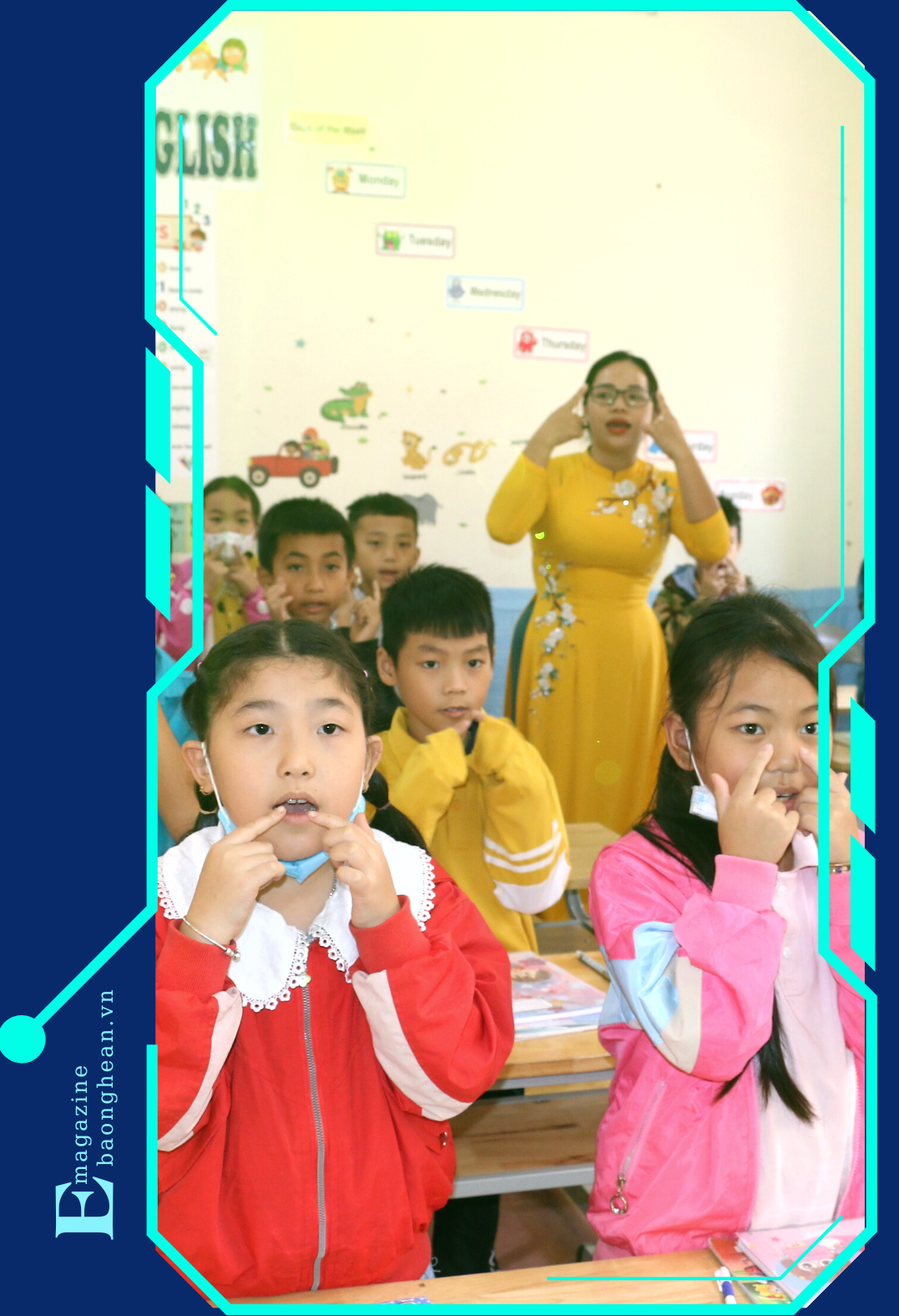 Những buổi học Tiếng Anh có sự tham gia của giáo viên Tiếng Việt và giáo viên nước ngoài luôn tạo hứng thú cho học sinh Trường Tiểu học thị trấn Mường Xén - Kỳ Sơn 