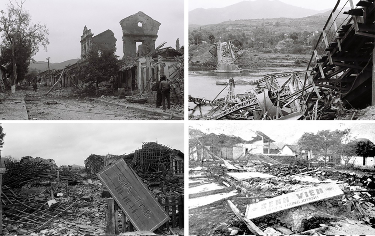Quân Trung Quốc tàn phá nhà cửa, trường học, bệnh viện, cầu cống ở các tỉnh phía Bắc. Ảnh tư liệu: TTXVN