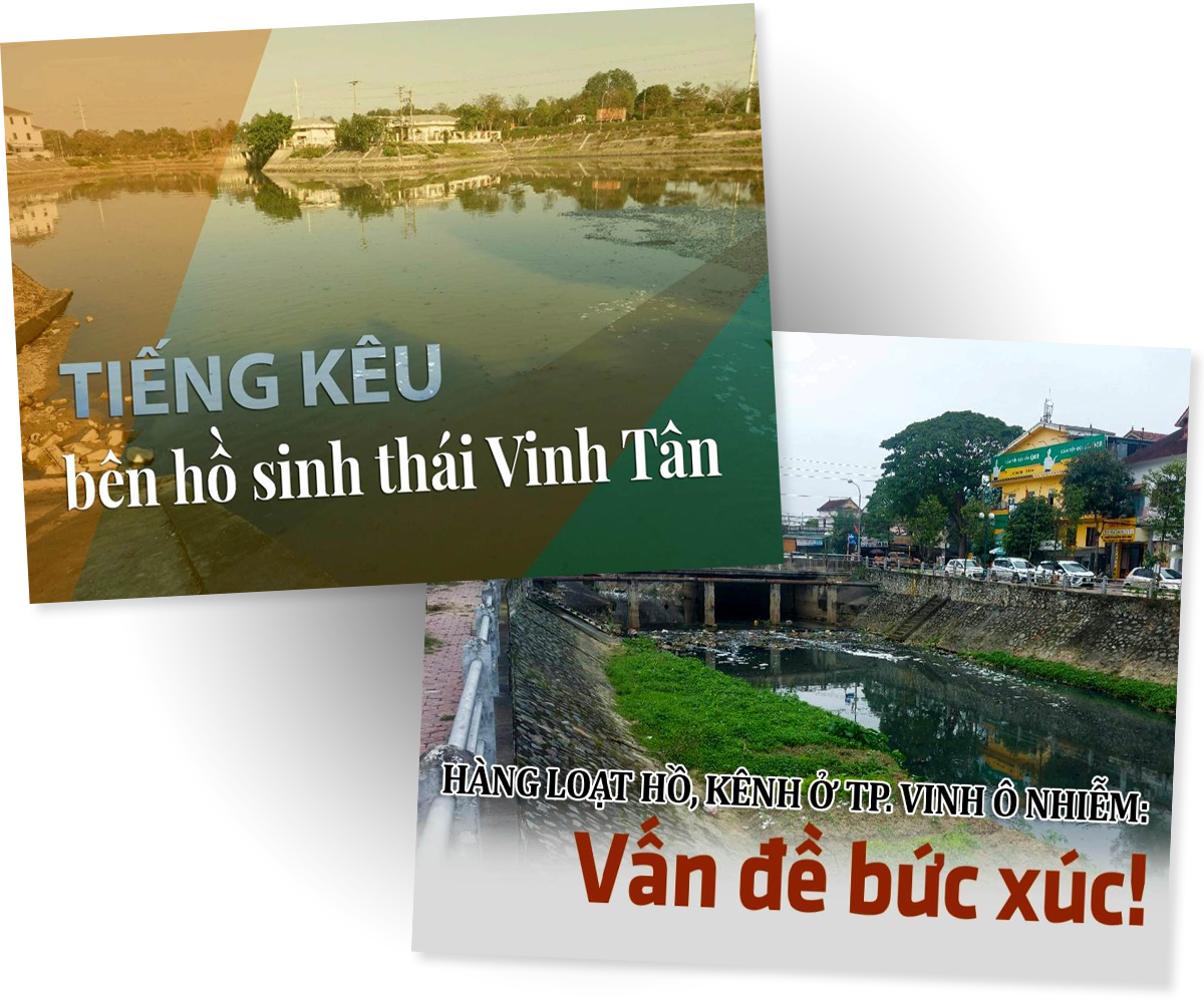 Bìa một số bài viết về tình trạng ô nhiễm môi trường tại hồ, kênh trên địa bàn thành phố Vinh.