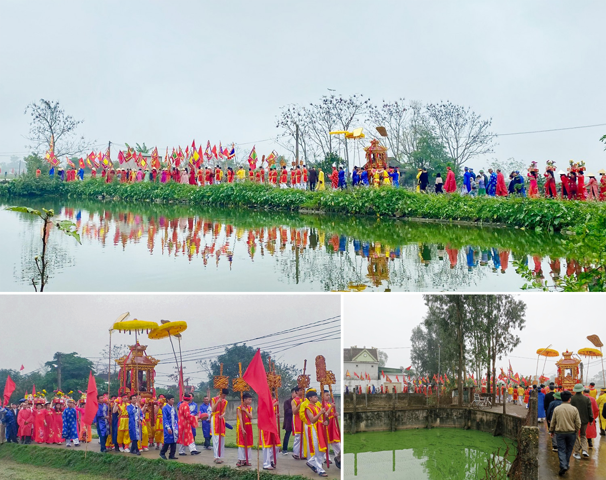 Lễ rước thần tại Lễ hội Đền Phan Thôn được nhân dân làng Phan tổ chức hàng năm. Ảnh: Trọng Tâm