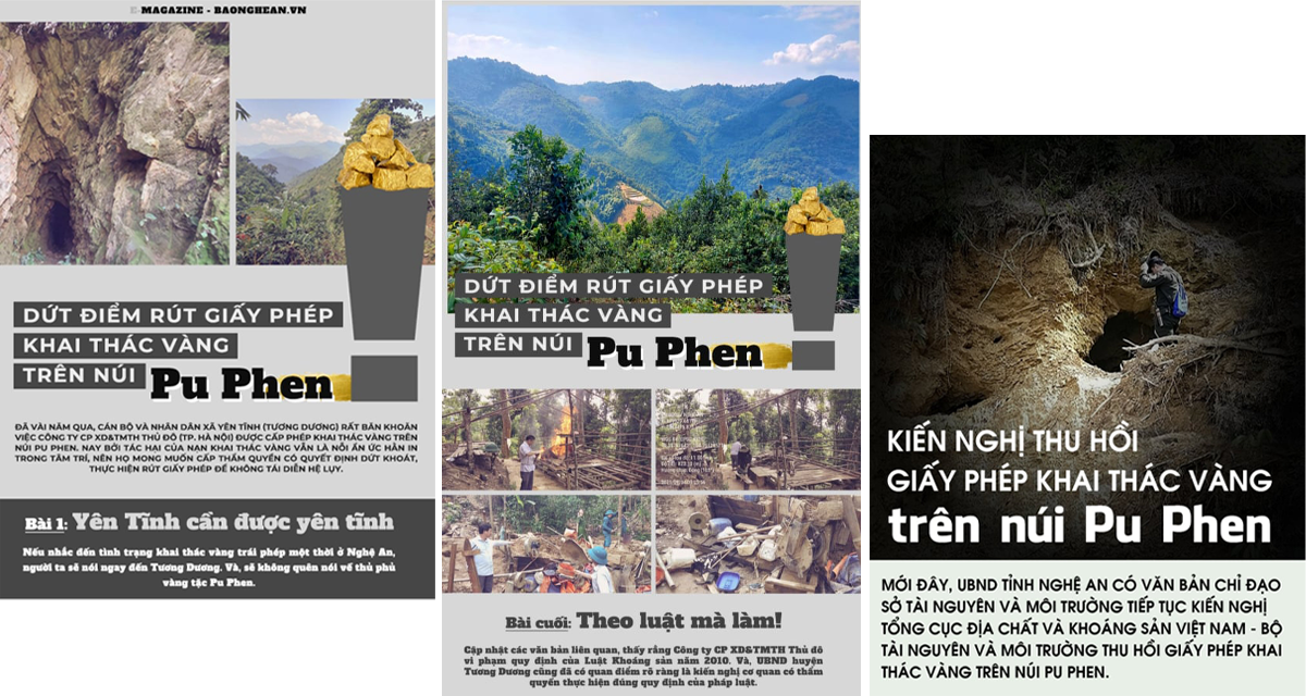Bìa của một số bài viết xung quanh dự án Công trình khai thác hầm lò mỏ vàng gốc tại các xã Yên Na, Yên Tĩnh, huyện Tương Dương.