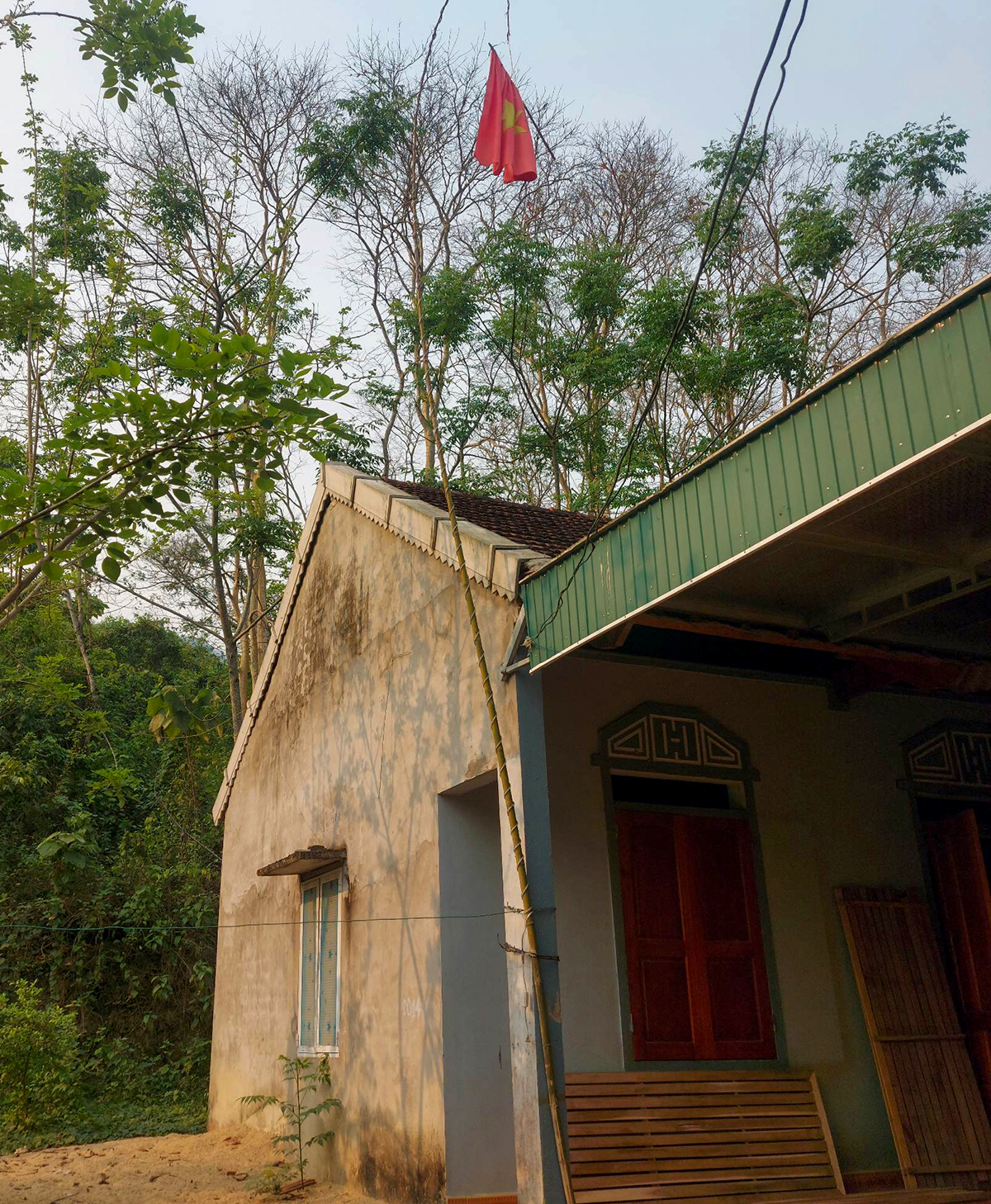 Ngôi nhà ở của gia đình chị Vi Thị Hạnh ngay dưới vườn săng lẻ.