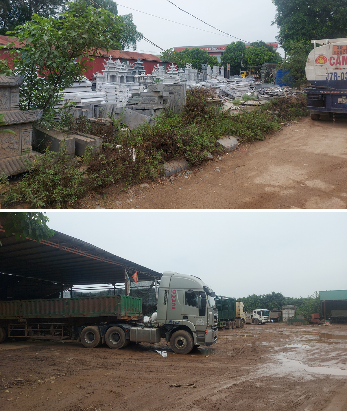 Phần diện tích bên trong khu đất thực hiện Dự án Xây dựng nhà làm việc tại xã Nghi Phú đang được cho thuê sản xuất lăng mộ; tập kết và sửa chữa phương tiện vận tải.