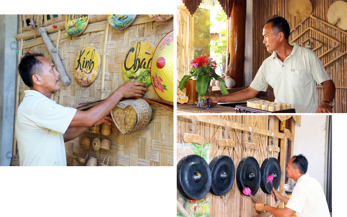 Tận dụng lợi thế văn hóa tại địa phương anh Phố bày trí những món đồ gần gũi, đặc trưng của dân tộc Thái để thu hút du khách.