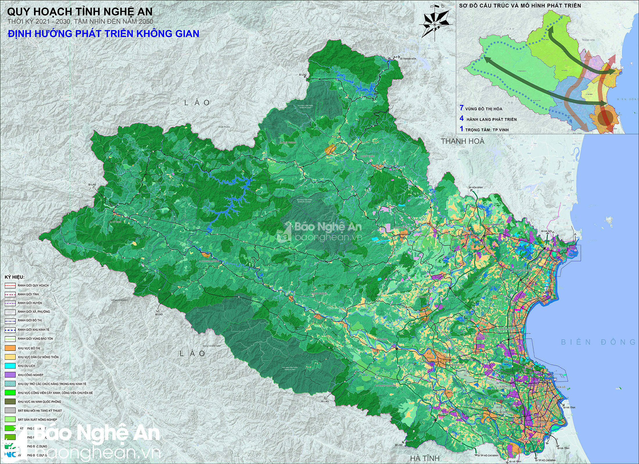 Định hướng phát triển không gian tỉnh Nghệ An thời kỳ 2021 - 2030, tầm nhìn đế năm 2050.