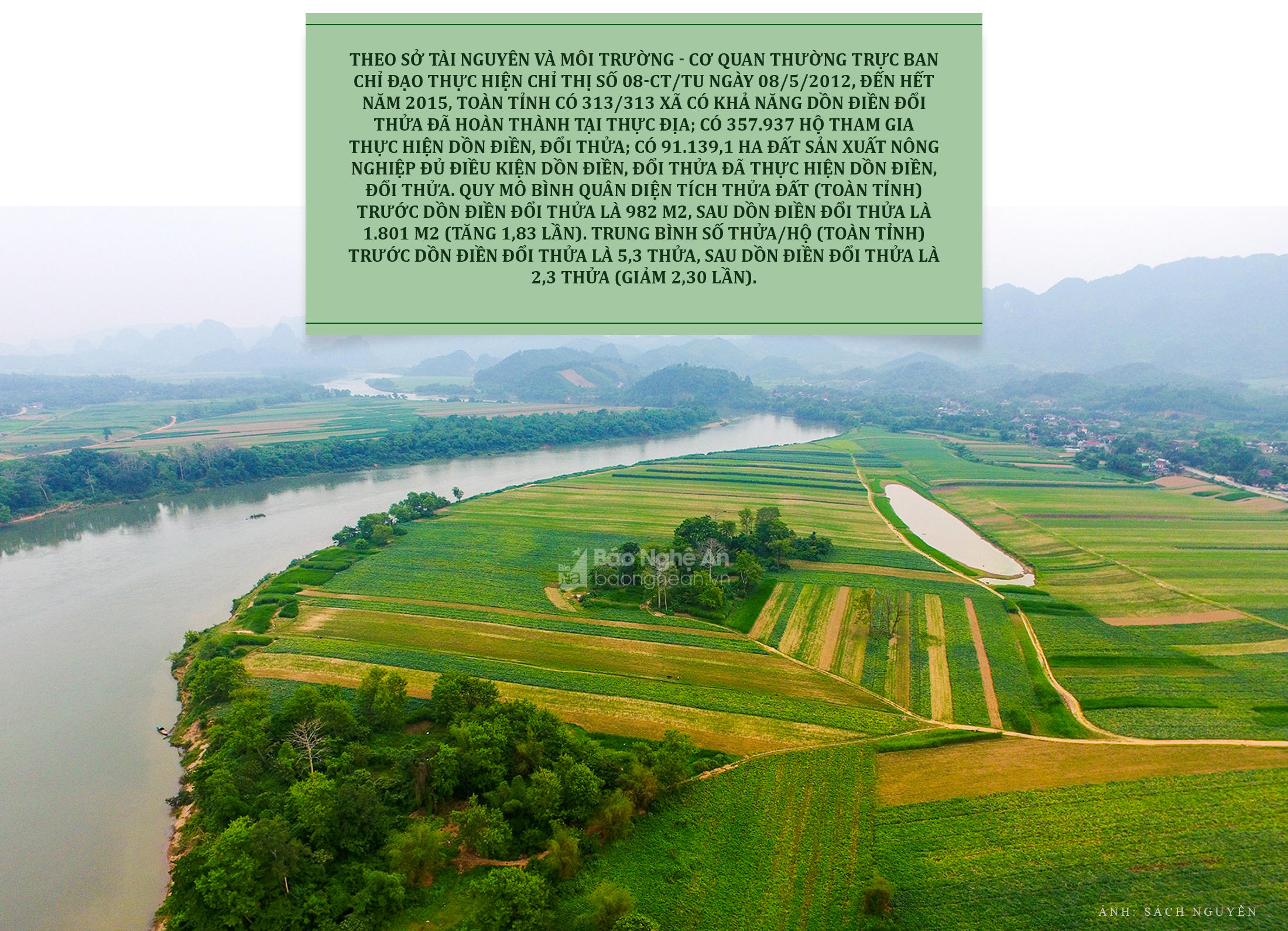Cánh đồng đất bãi ven sông Lam ở huyện Anh Sơn. Ảnh: Sách Nguyễn