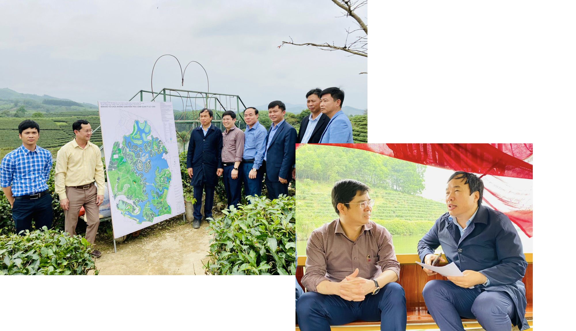 Đoàn khách Tập đoàn Xuân Trường thực địa vùng Đảo Chè theo lời mời của huyện Thanh Chương.