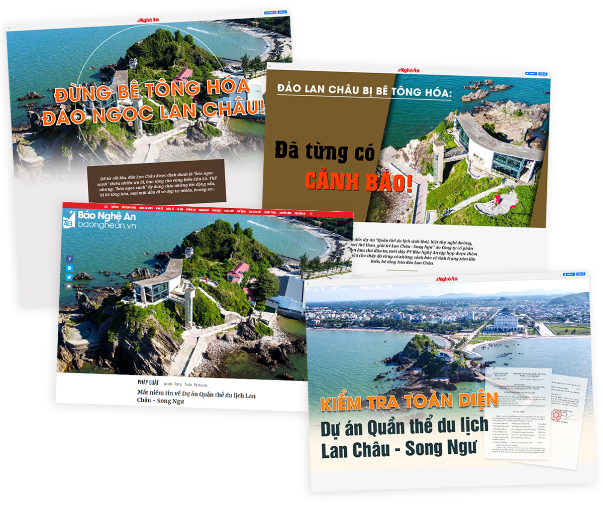 Bìa các bài viết liên quan dự án quần thể du lịch Lan Châu - Song Ngư trên Báo Nghệ An.