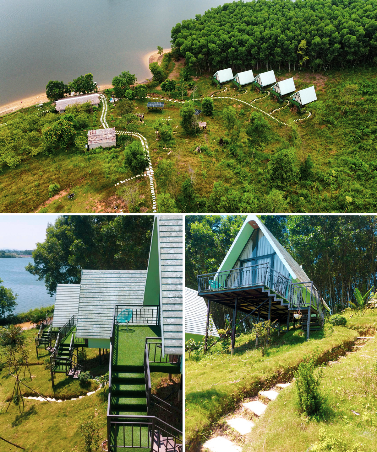 Công trình homestay xây dựng trên đồi Khe Trò - khu vực đảo chè, xã Thanh An. Ảnh: Thành Cường