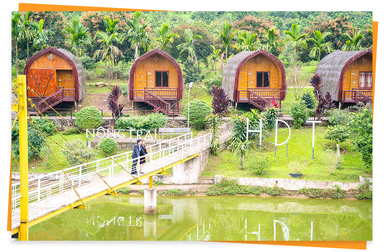 Hệ thống căn Bungalows tại khu du lịch sinh thái HDT ở xã Thanh Thủy (Thanh Chương). Ảnh: CSCC