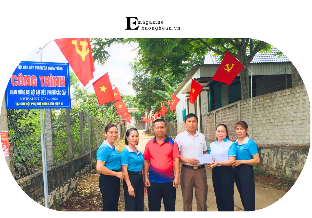 Công trình đường cờ do Hội LHPN xã Nghĩa Thành, huyện Nghĩa Đàn đảm nhận.